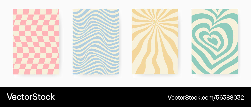 Set of four retro wavy patterns Vector Image