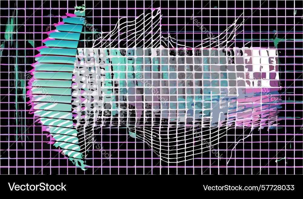 Abstract distorted pixel grid modern digital art Vector Image