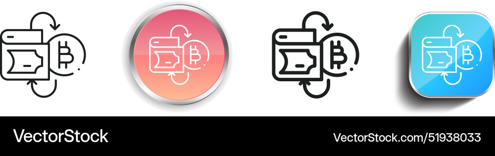 Bitcoin icon thin linear regular and button style vector image
