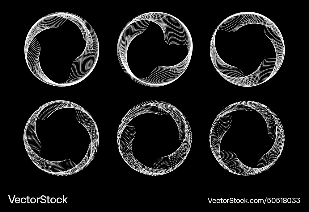 Blend linear and dotted circle frames set black Blend linear and dotted circle frames set black vector image