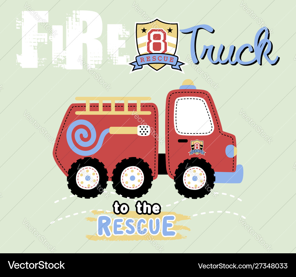 Cartoon fire truck Cartoon fire truck vector image