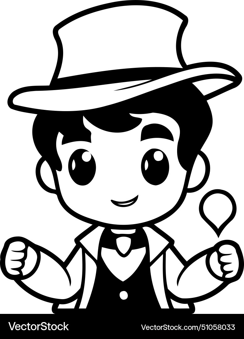 Cute boy in a hat with map pointer Vector Image