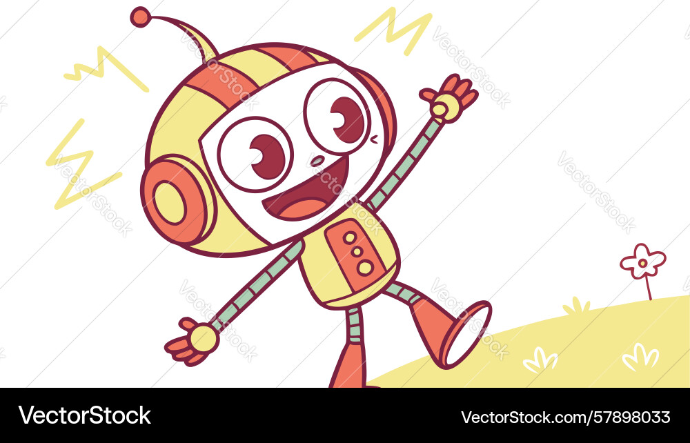 Energetic robot character waving dynamic ai Vector Image