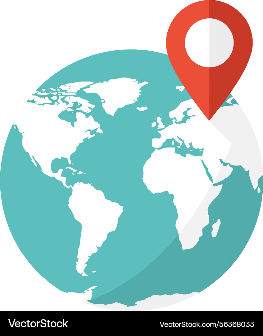 Globe with red location pin marking specific Vector Image