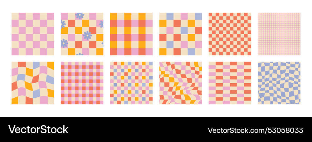 Groovy Checkerboard Patterns vector image
