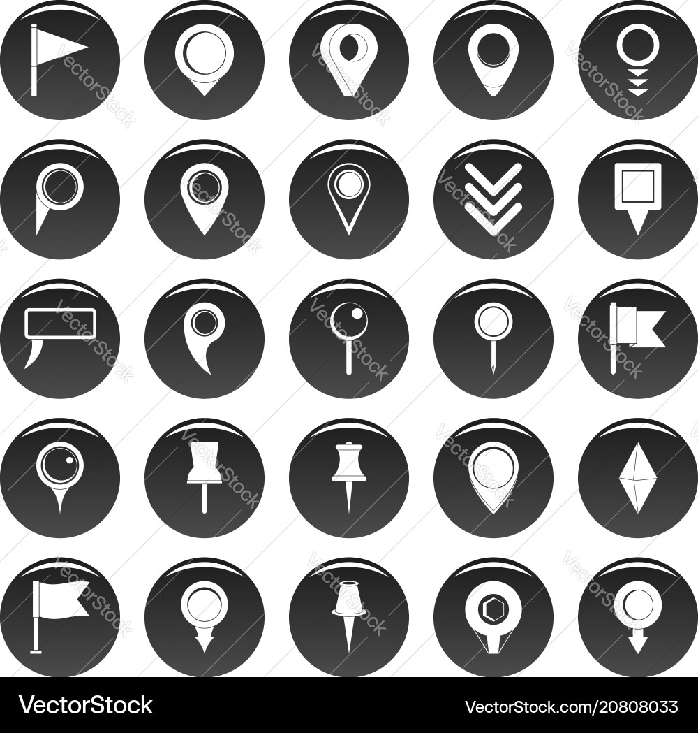 Map pointer icons set black Map pointer icons set black vector image