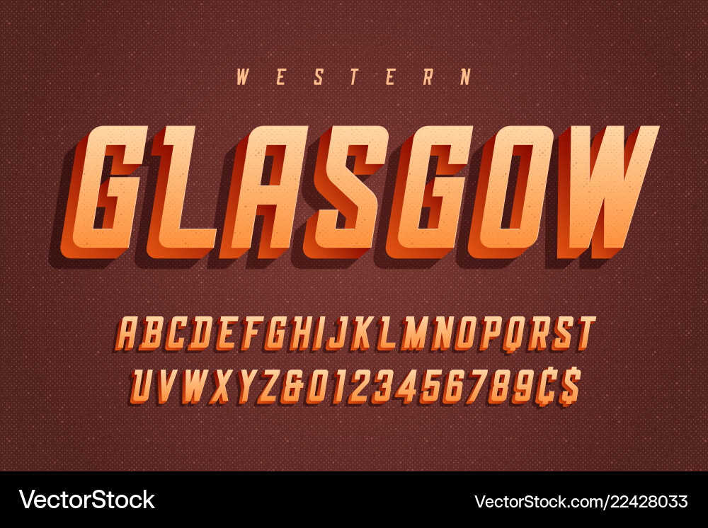 Retro 3D Anzeige Schriftart - Alphabet Stil vektorbild