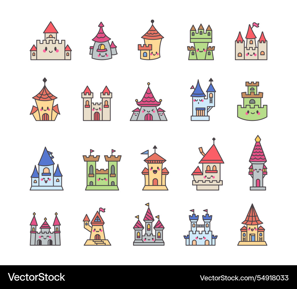 Set of little fortress characters with smiling Vector Image