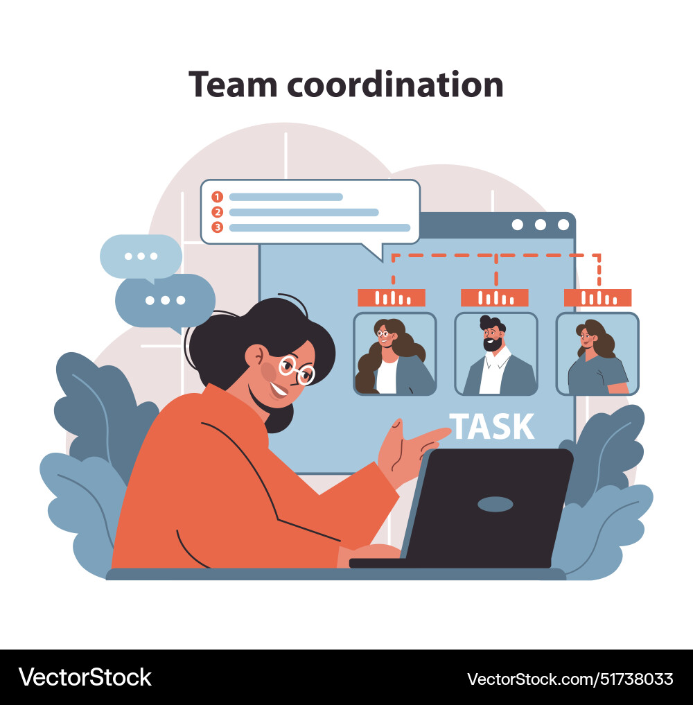 Team coordination and task management project Team coordination and task management project vector image