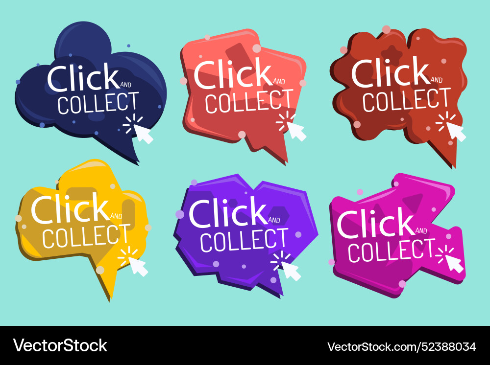 Click and collect button collection vector image
