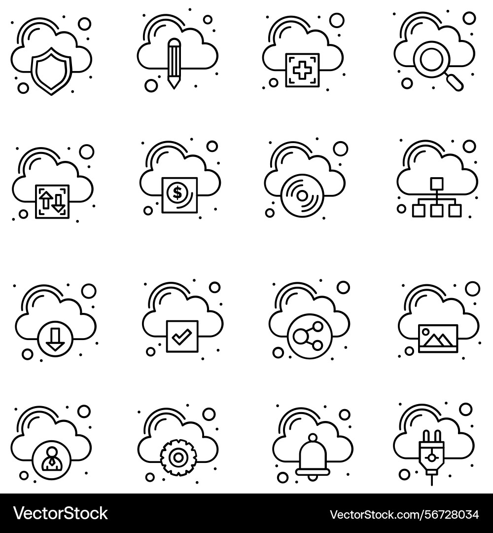 Clouds icons set of in different form Vector Image