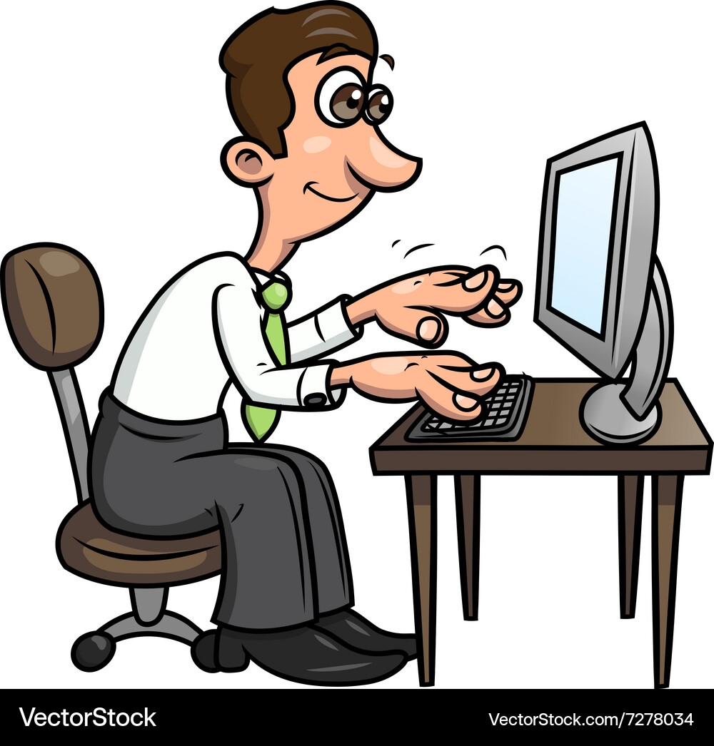Man is working on the computer 2 Vector Image