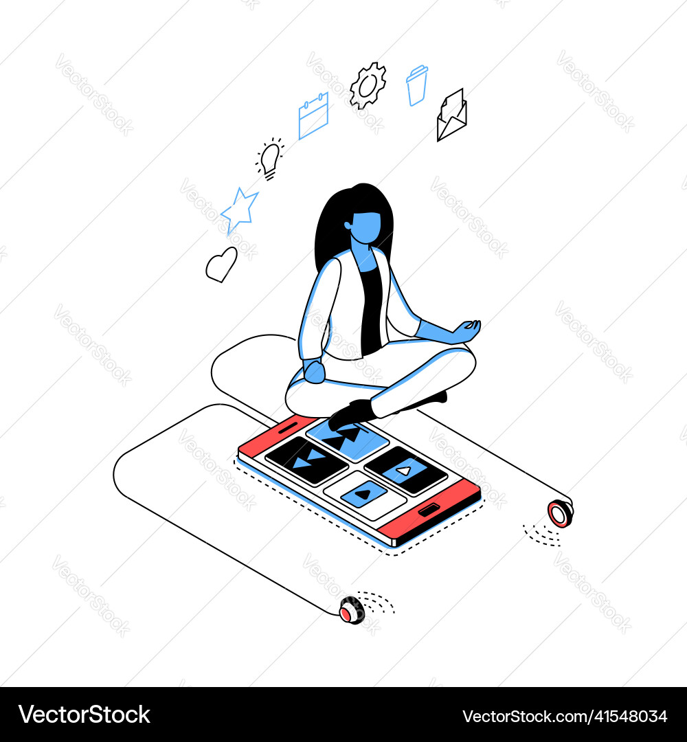Mindfulness - modern line isometry design style Mindfulness - modern line isometry design style vector image