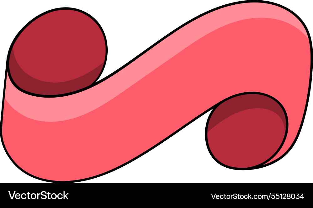 Red ribbon banner with smooth curves for text vector image