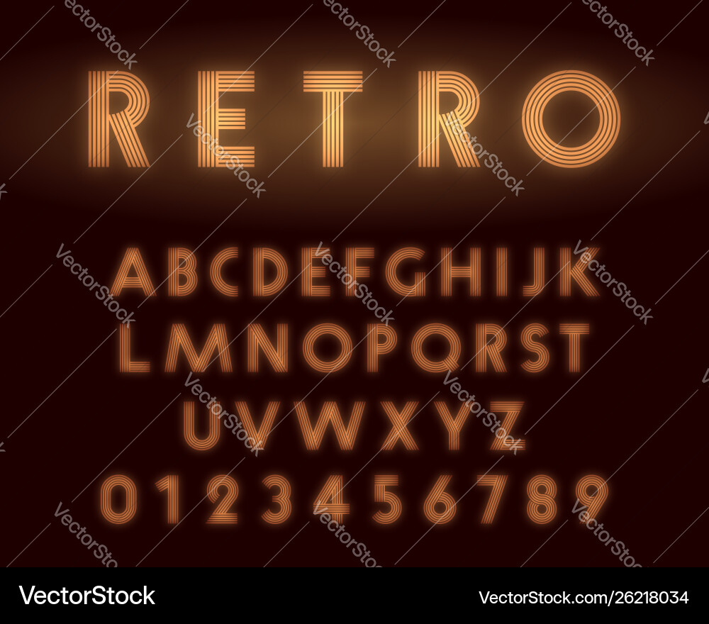 Retro Neon Alphabet - 1920s Style vector image