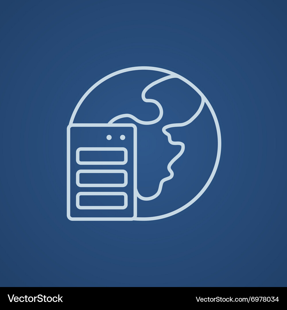 Server and globe line icon Vector Image