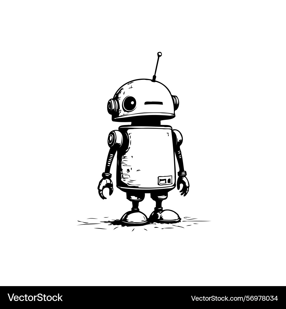 Simple line art of a vintage-style robot Vector Image