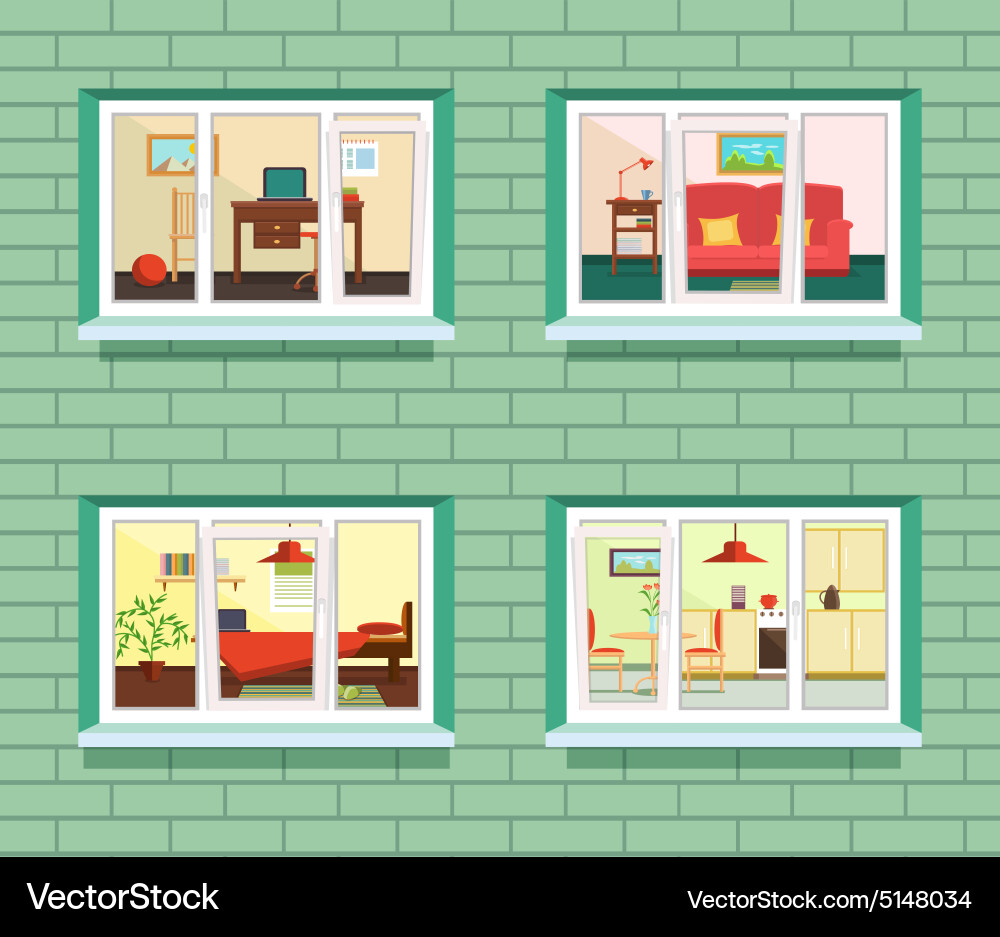 Window view of flat design Vector Image