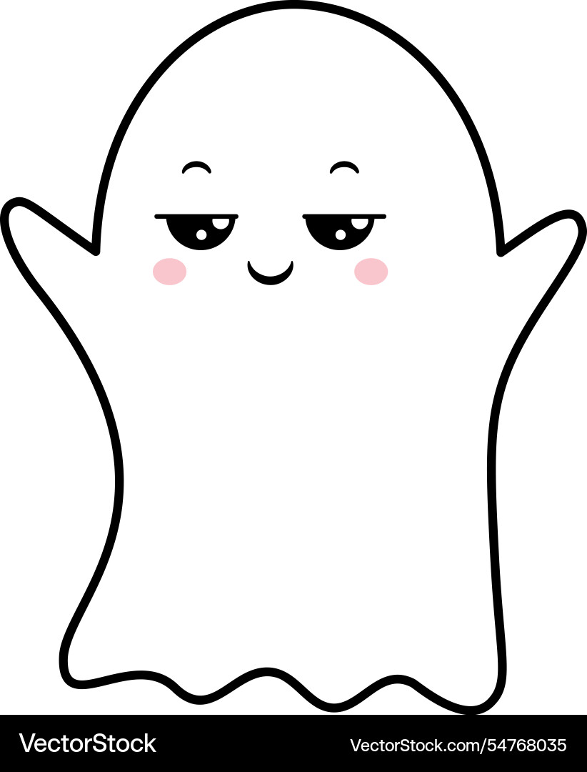 Adorable smiling ghost floating with arms raised Adorable smiling ghost floating with arms raised vector image