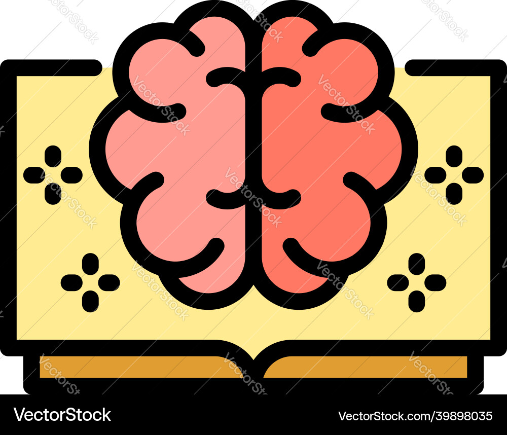 Ai open smart book icon color outline Ai open smart book icon color outline vector image