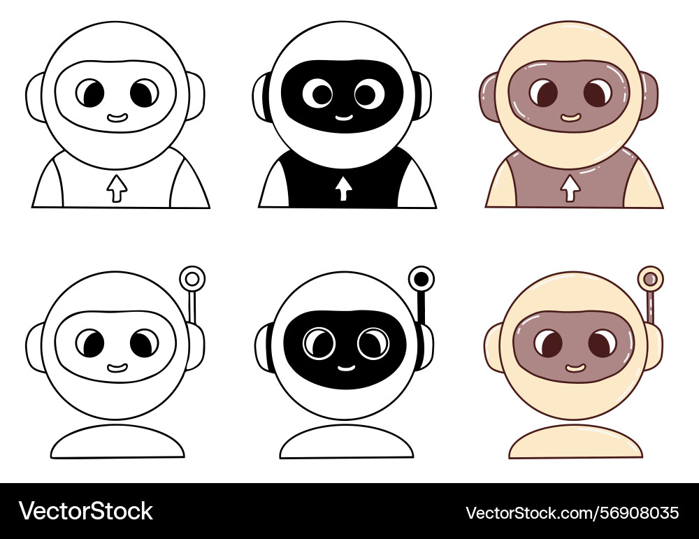 Chatbot faces assistants ai and robot avatar Chatbot faces assistants ai and robot avatar Vector Image
