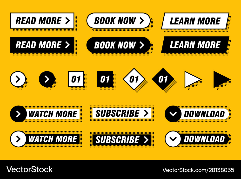Modern Button Set - Diverse Styles vector image
