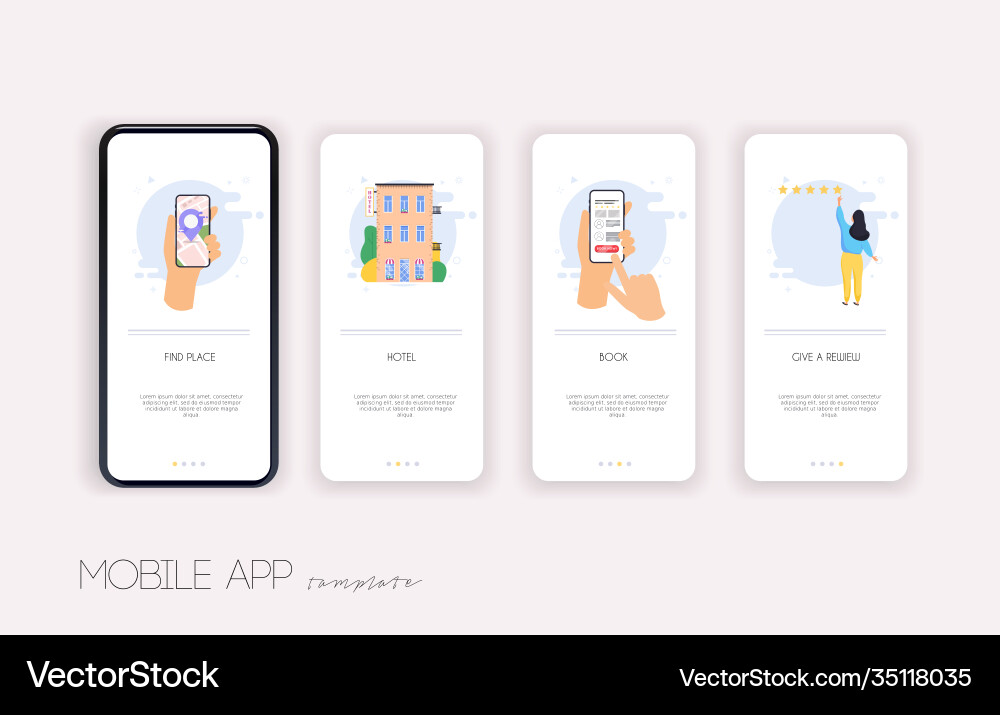 Onboarding screens user interface kit for mobile Onboarding screens user interface kit for mobile Vector Image