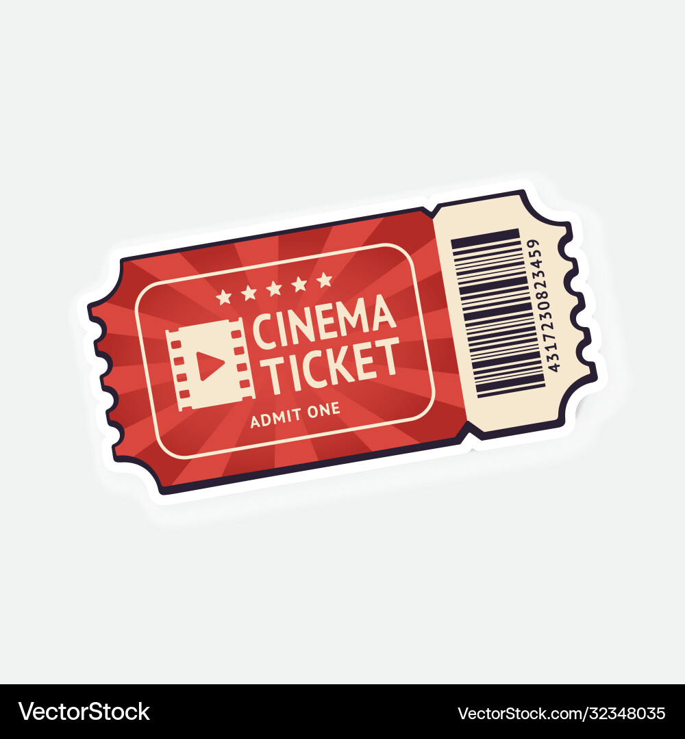 One cinema ticket with barcode Royalty Free Vector Image
