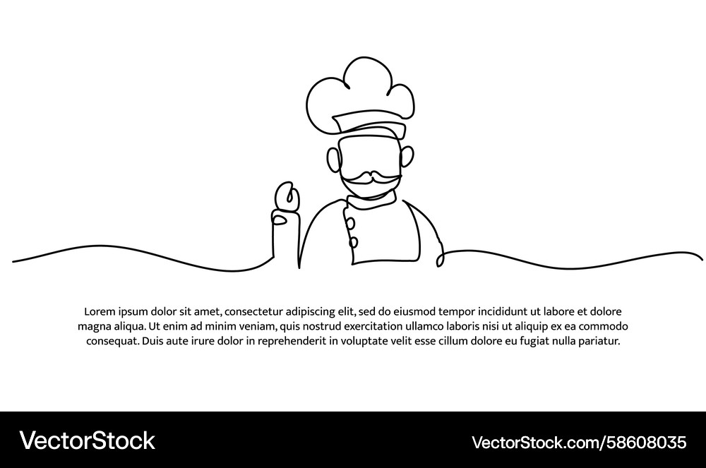 One line of chef abstract minimal continuous One line of chef abstract minimal continuous Vector Image