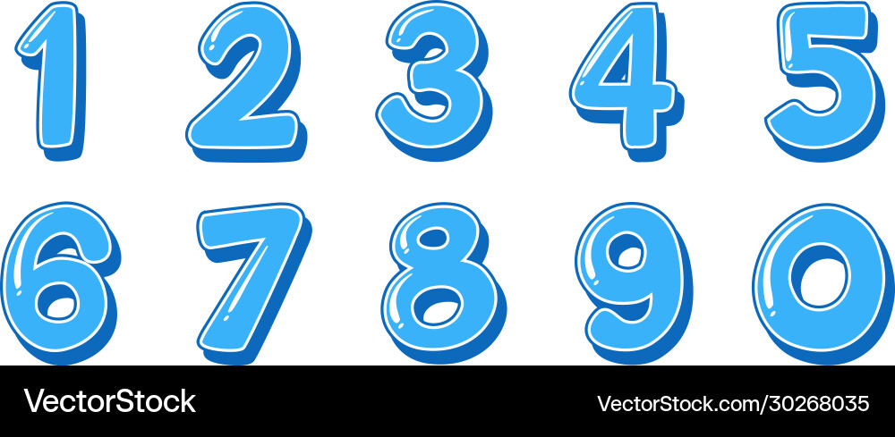 Schrift Design für Zahlen eins bis Null auf weiß Schrift Design für Zahlen eins bis Null auf weiß vektorbild