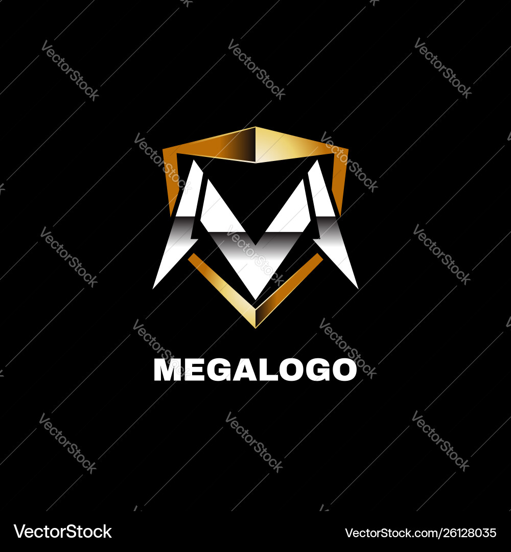 Shiny Gold Silber Buchstaben m Logo Zeichen Symbol Symbol Shiny Gold Silber Buchstaben m Logo Zeichen Symbol Symbol vektorbild