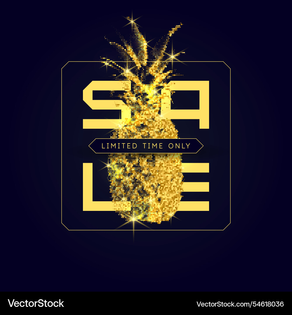 Background with golden pineapple Background with golden pineapple vector image
