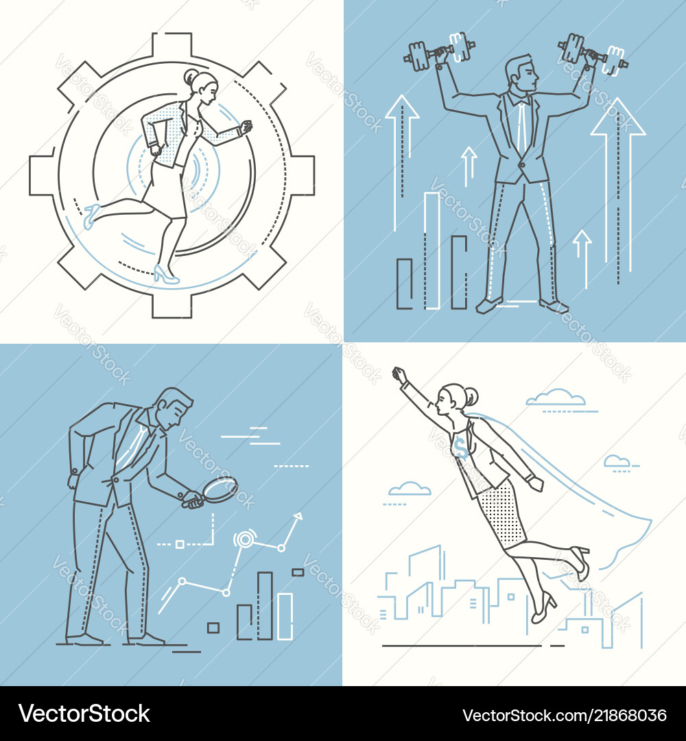 Business concepts - set of line design style Business concepts - set of line design style vector image