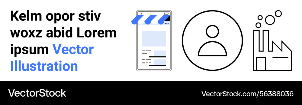 Digital storefront user profile and factory Digital storefront user profile and factory Vector Image