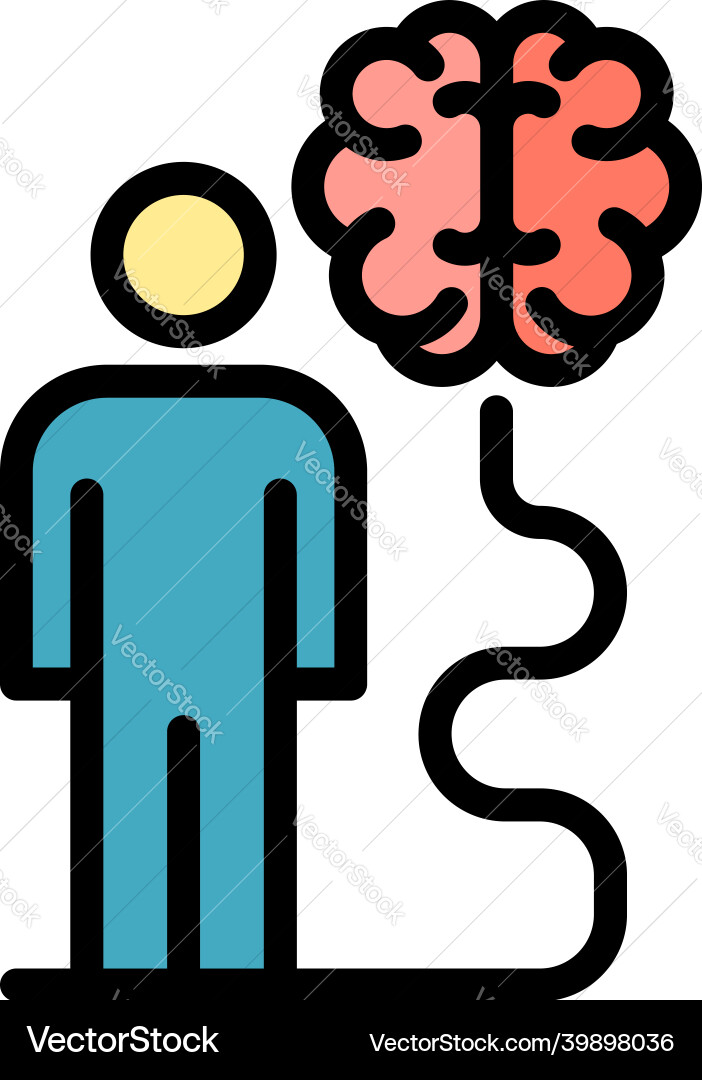 Man ai learning icon color outline Man ai learning icon color outline vector image