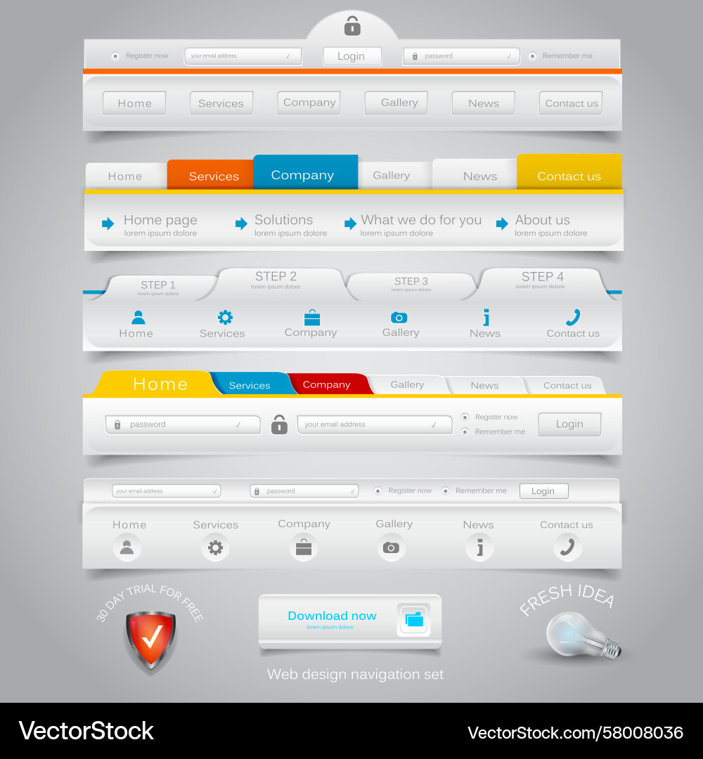 Navigation Set - Website UI Elements Vector Image