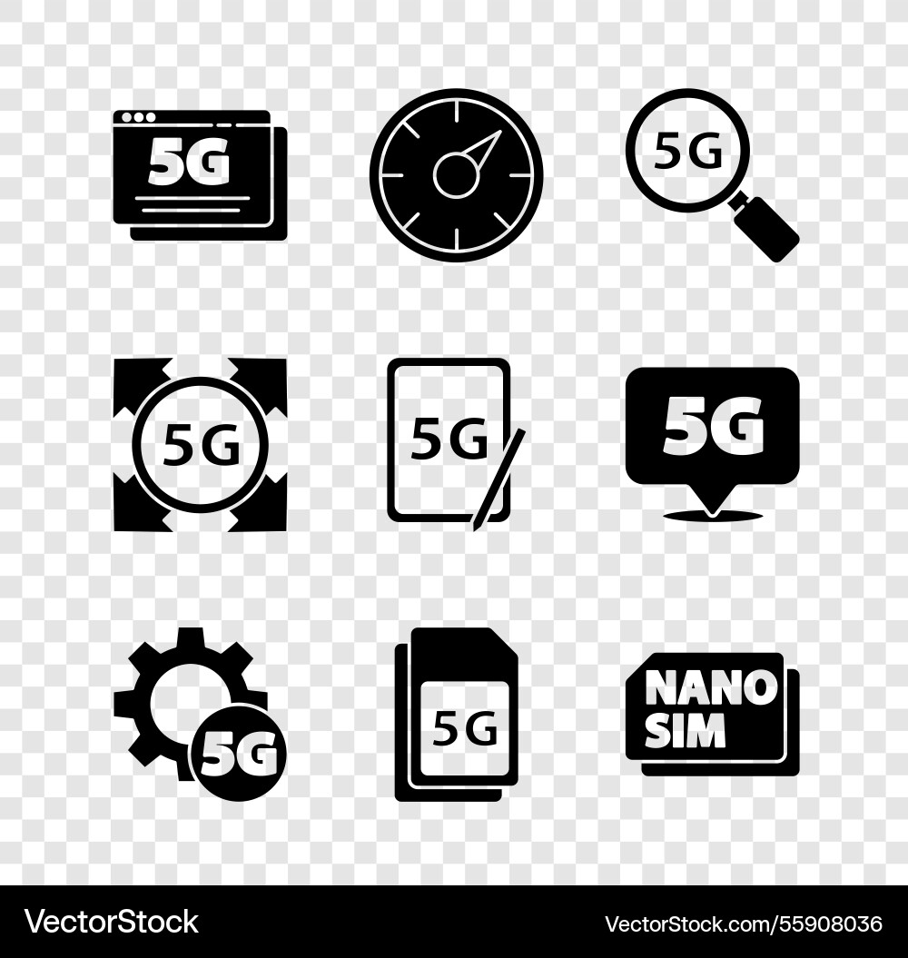 Set 5g network digital speed meter search setting Set 5g network digital speed meter search setting vector image