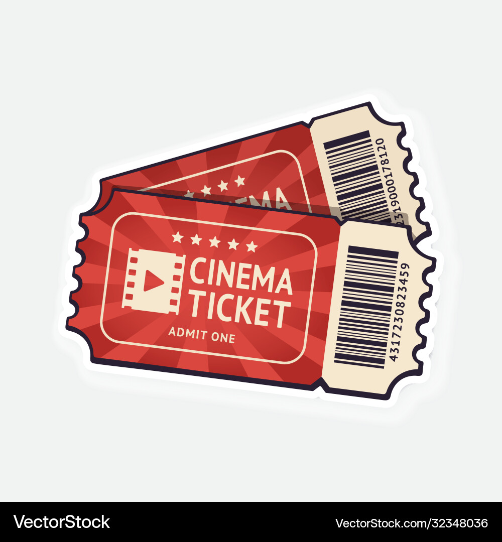 Two cinema tickets with barcode Royalty Free Vector Image
