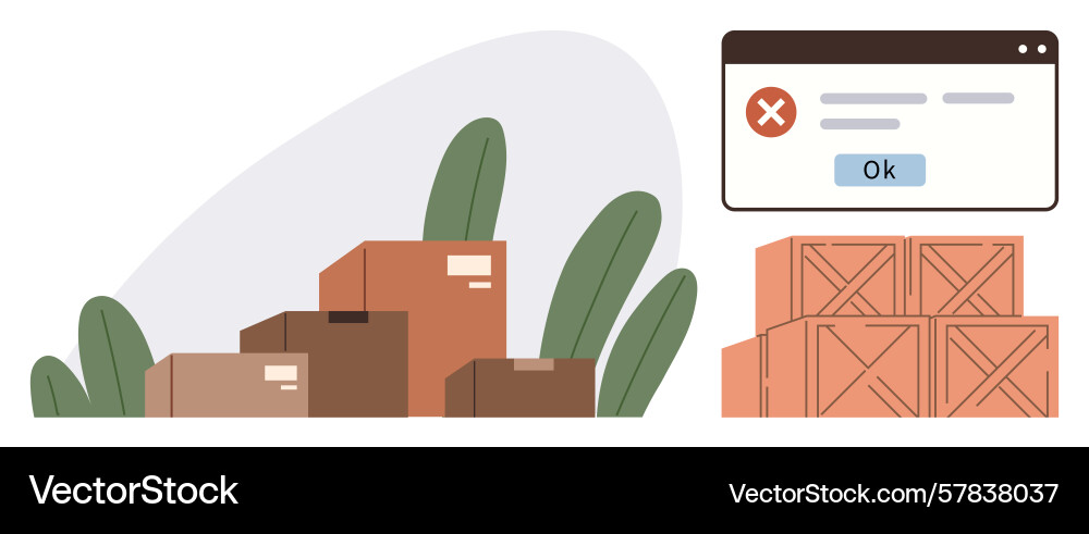 Error notification with cardboard boxes Error notification with cardboard boxes Vector Image