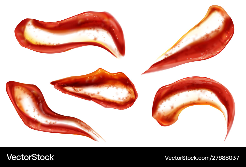 Ketchup splashes set top view tomato sauce blobs Ketchup splashes set top view tomato sauce blobs vector image