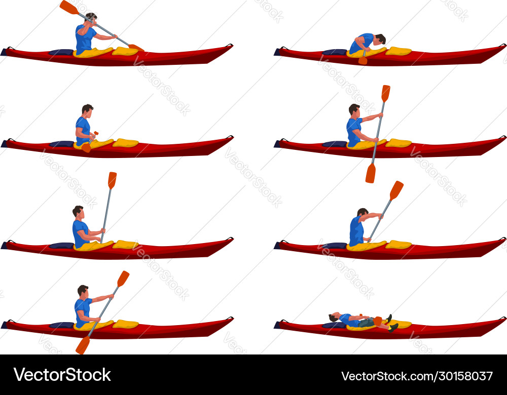 Man in kayak set 01 Man in kayak set 01 vector image