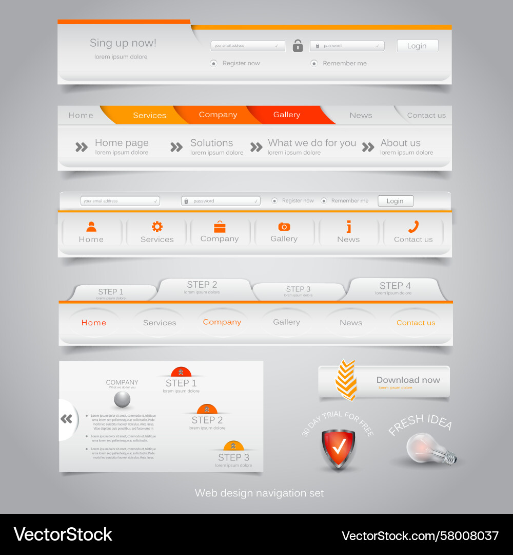 Navigation Set - Website UI Elements Vector Image