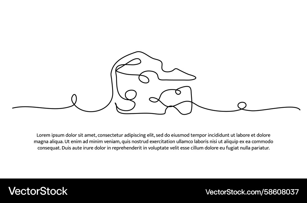 One line of cheese abstract minimal continuous Vector Image