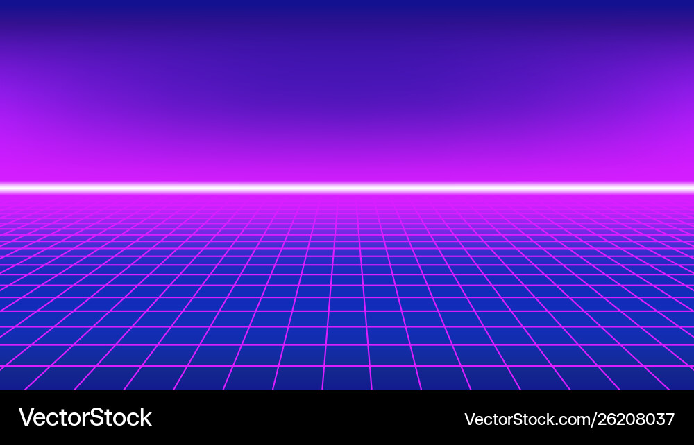 Retro Synthwave Grid Background vector image