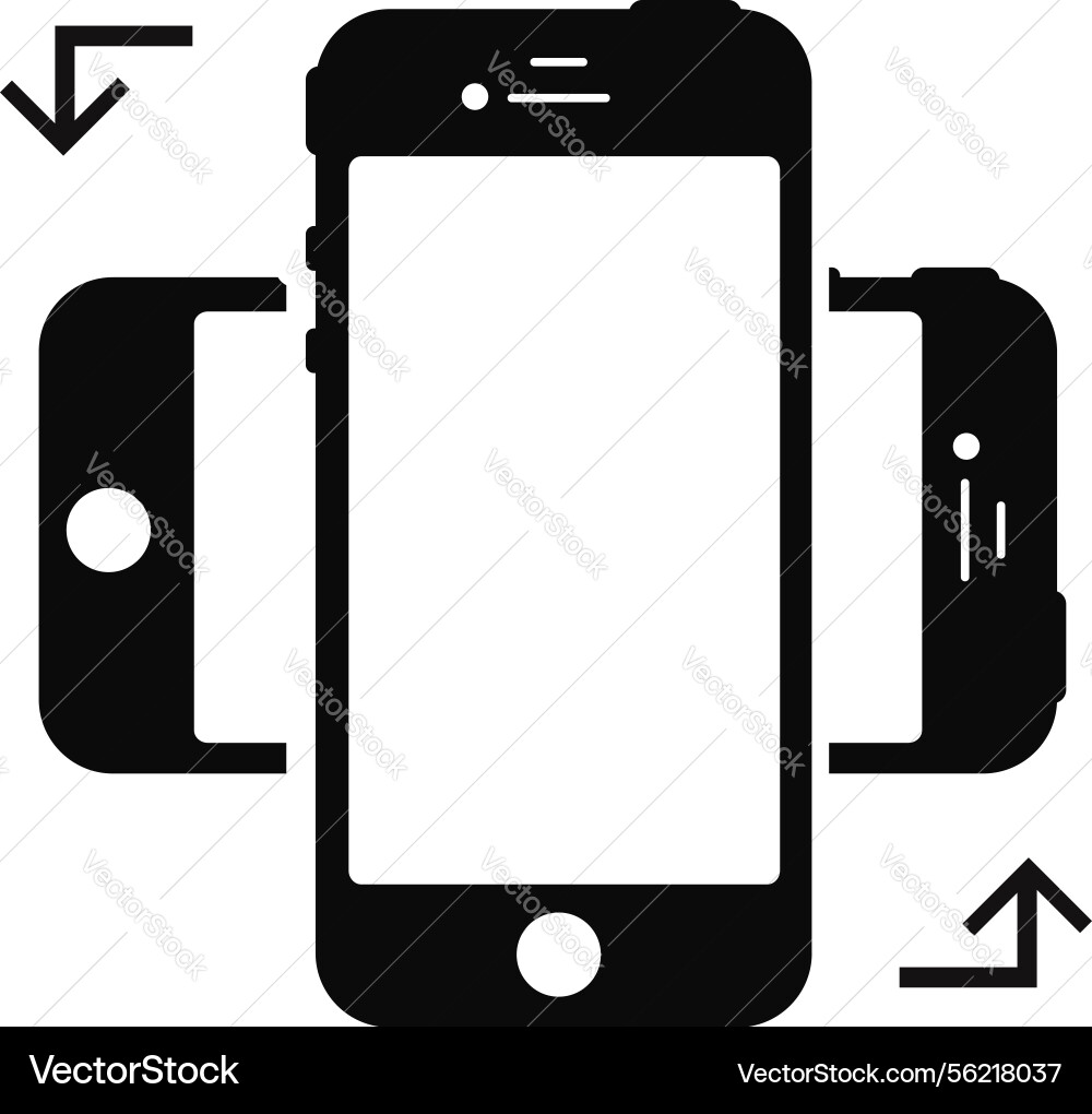 Rotate your phone instruction in a solid style vector image