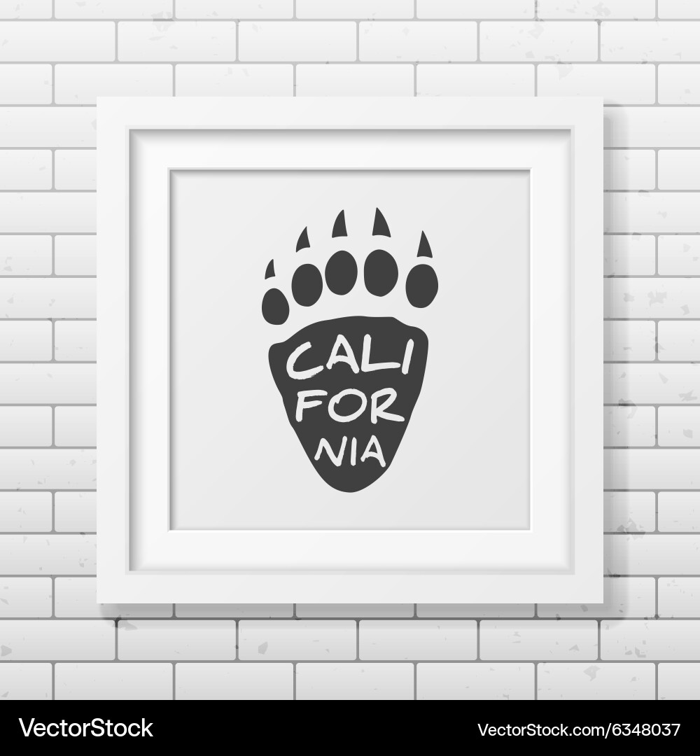 Typographical background in realistic square frame vector image