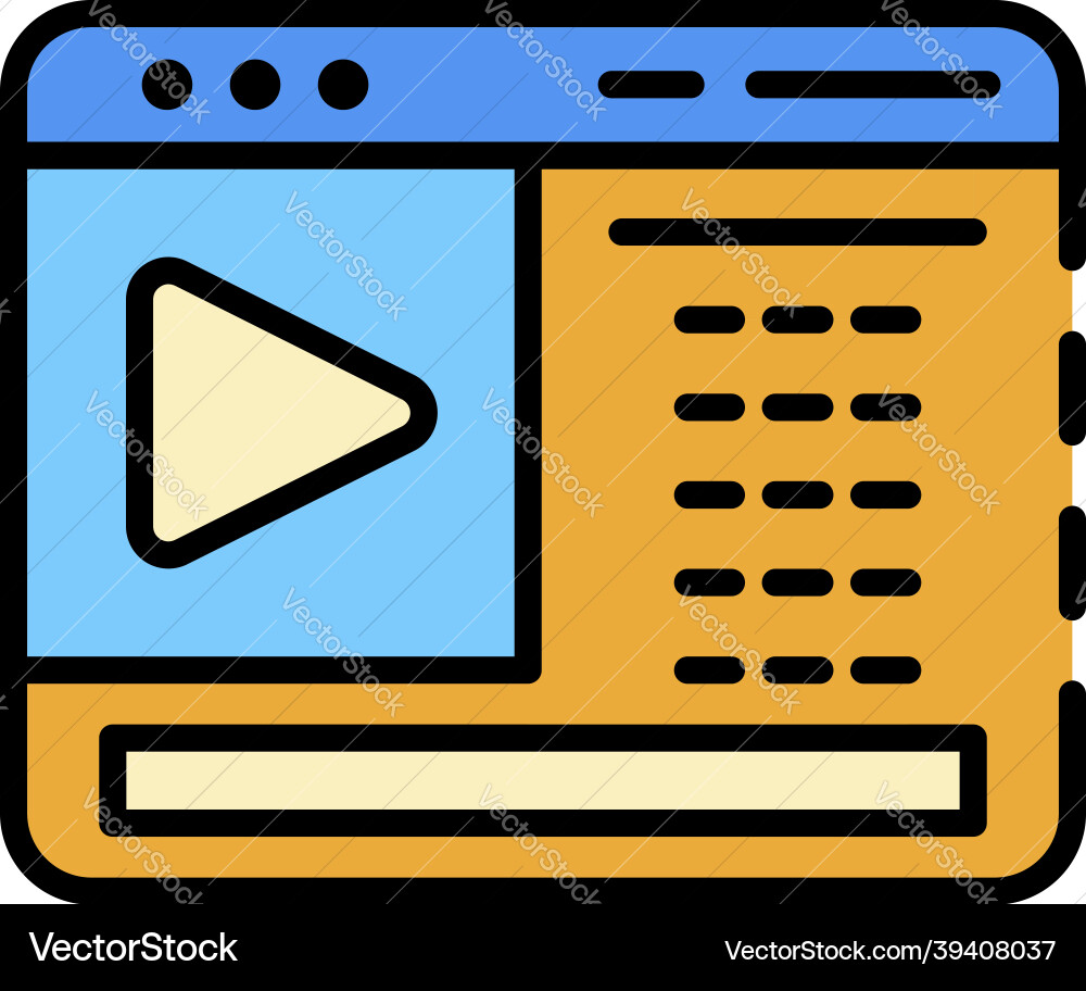 Web video blog page icon color outline Web video blog page icon color outline vector image