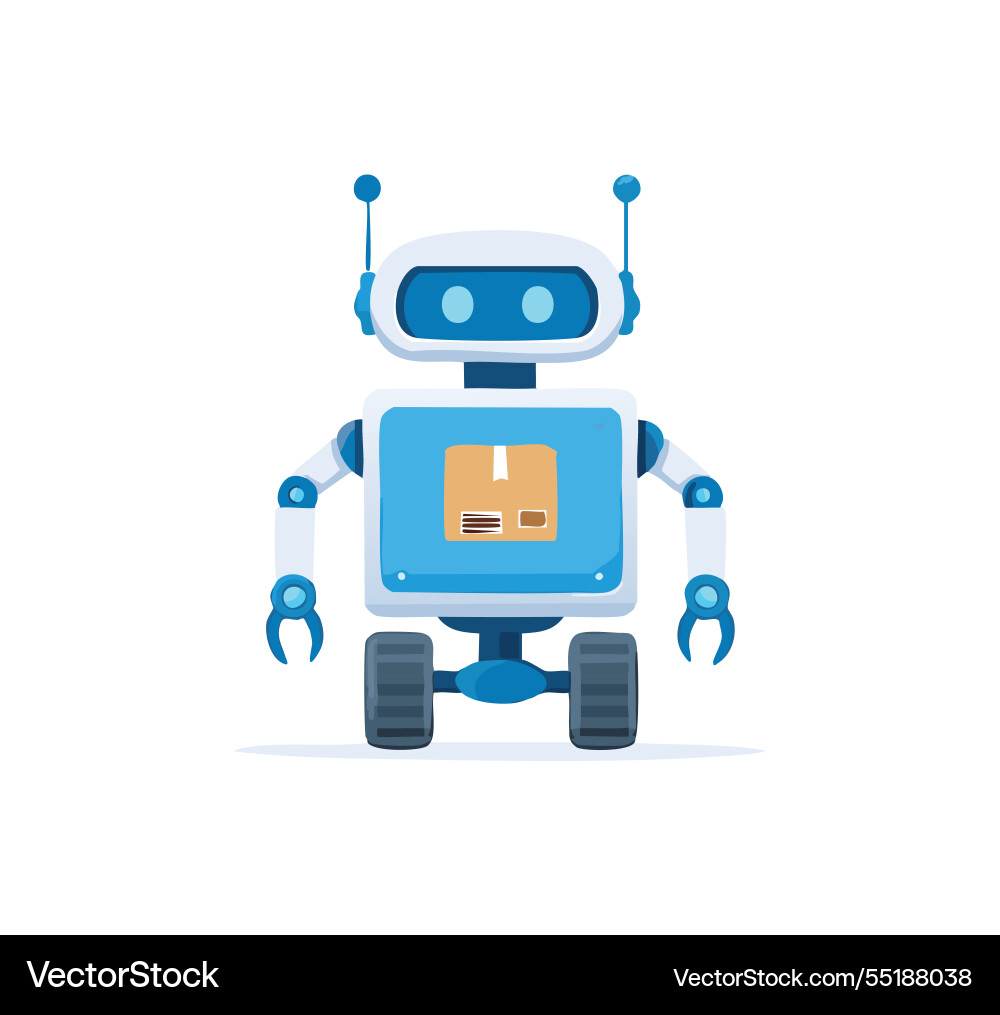 A ai delivery robot simple vector image
