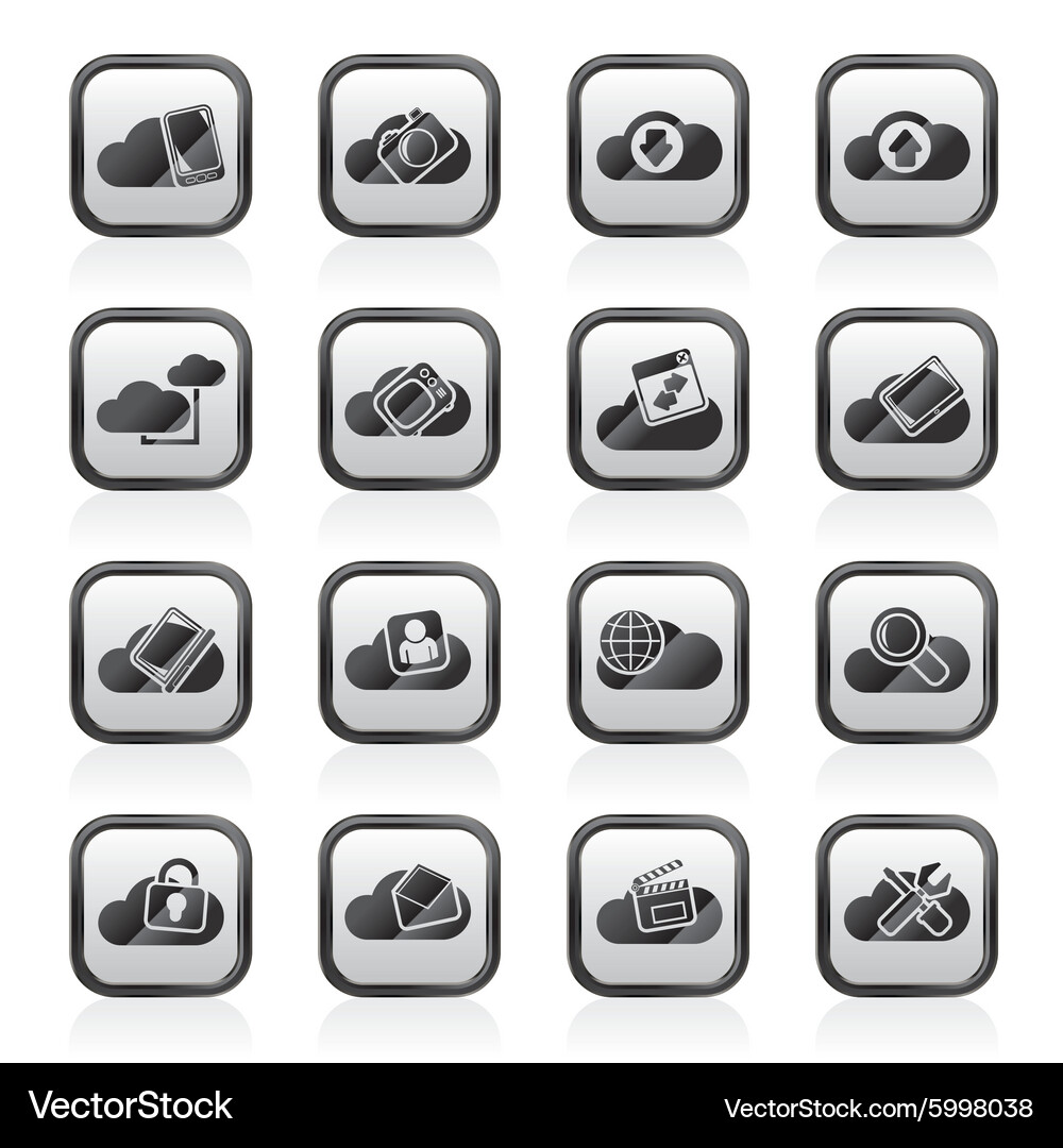 Cloud services and objects icons Vector Image