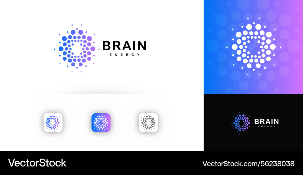 Dotted energy logo with abstract brain shape made Dotted energy logo with abstract brain shape made vector image